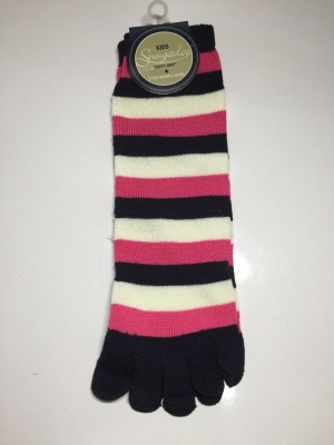 Kids Snugaloo Super Soft 5 Toe Pink & Black Novelty Socks RRP 2.99 CLEARANCE XL 1